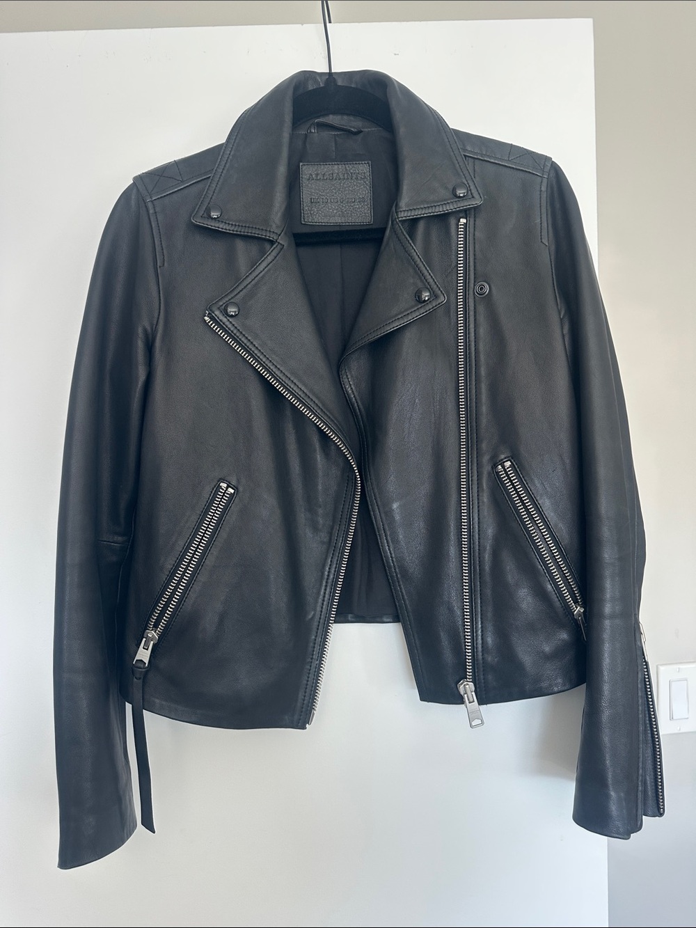All Saints Dalby Slim Fit Leather Biker Jacket | Size 6